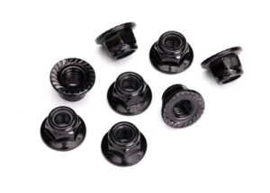 Stoppmutter mit Flansch 5mm Stahl, verzahnt, schwarz (8) TRAXXAS