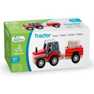 Holz ClassicToys Traktor mit Anhänger und Heuballen – Bild 4