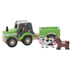 Holz ClassicToys Traktor mit Anhänger und Tieren